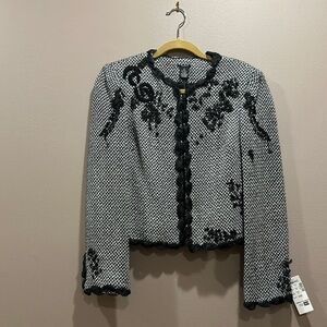 Chic Black and White Embroidered Jacket